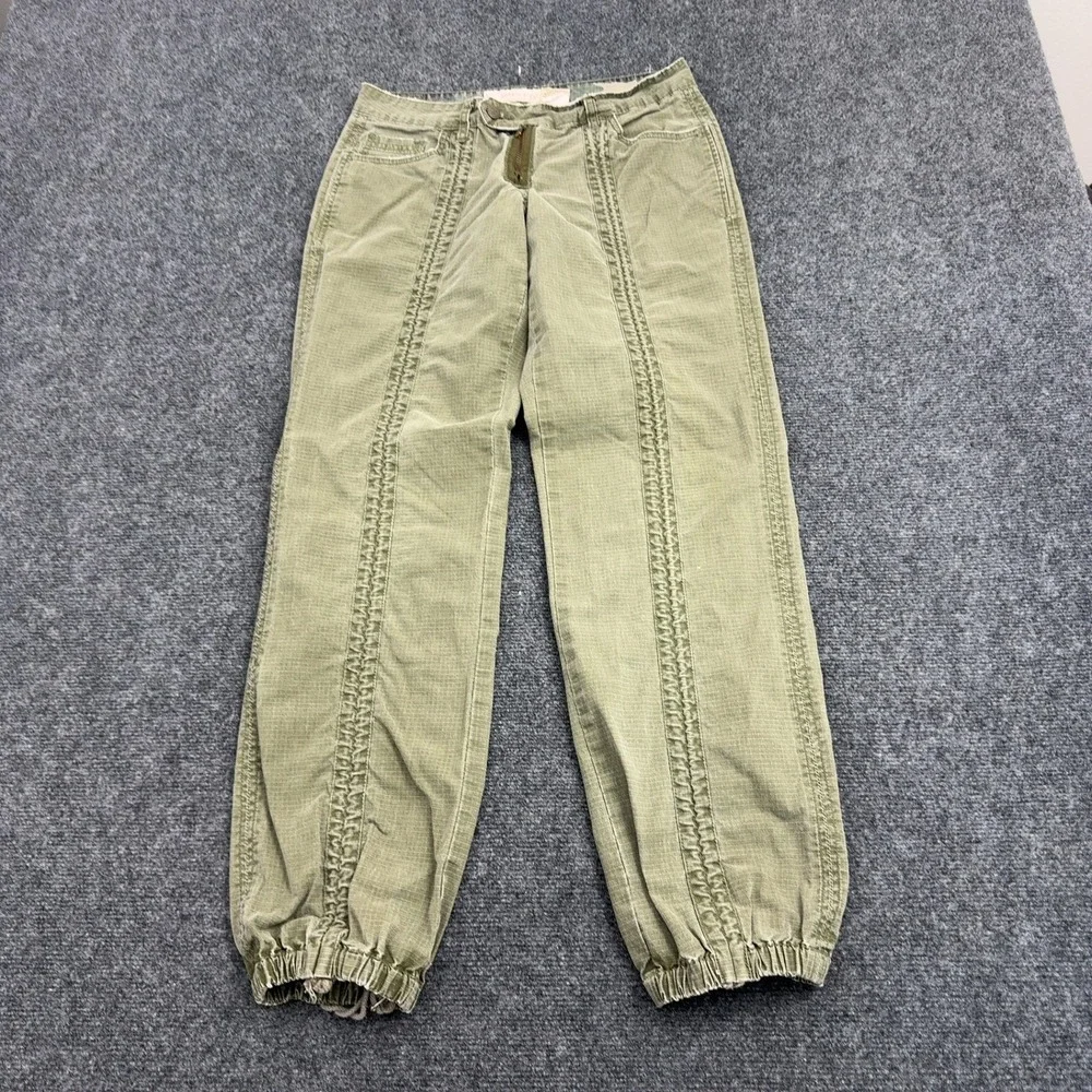 Vintage Bongo Pants Womens 7 Green Cotton Ripstop Elastic Hem Y2K Gorpcore Style